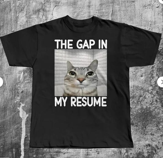 The Gap In My Resume Funny Dank Meme T-shirt, Cat Lover Gifts, Unhinged Clothes, Brainrot Shirt, Stupid Shirts, Silly Cats Tee, Weird Tshirt