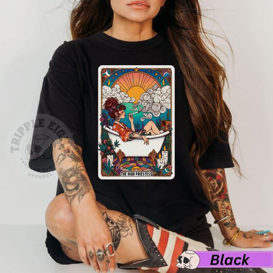 The High Priestess Tarot Card Tshirt Funny 420  Tshirt Witchy  Pot  Woman Girl