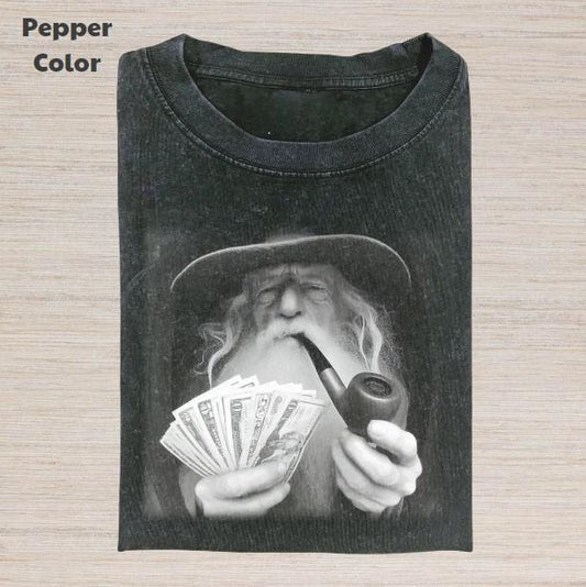 The Lord of the Rings Vintage Graphic Tee, Gandalf Cigarette And Dollar T-Shirt, Movies Tee, Unisex Meme Cringe Funny Dumb Shirt, Menswear Womenswear Streetwear