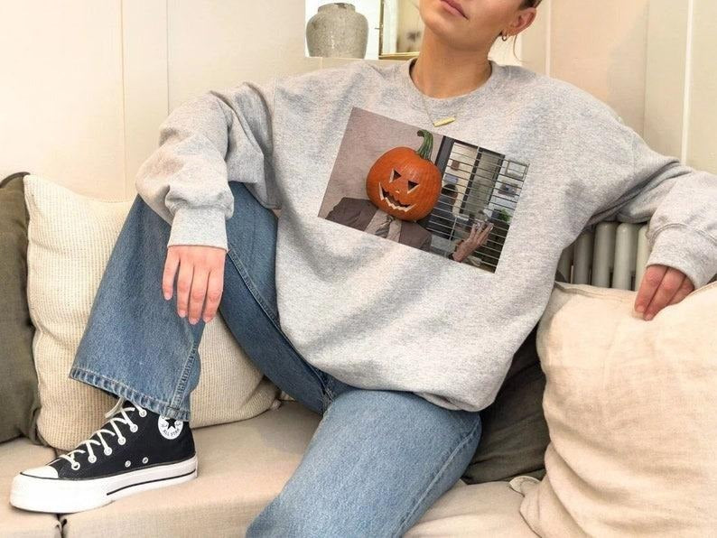 The Office Dwight Pumpkin Head Funny Halloween Shirt and Sweatshirt Gift Merch for Tv Series Fans, Dwight Schrute The Office Shirt