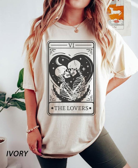The lovers tarot T-shirt, Skeleton Lovers Shirt, Halloween Party Couple Shirt, Skeleton Lovers Tarot Tee, Skeleton Lovers,