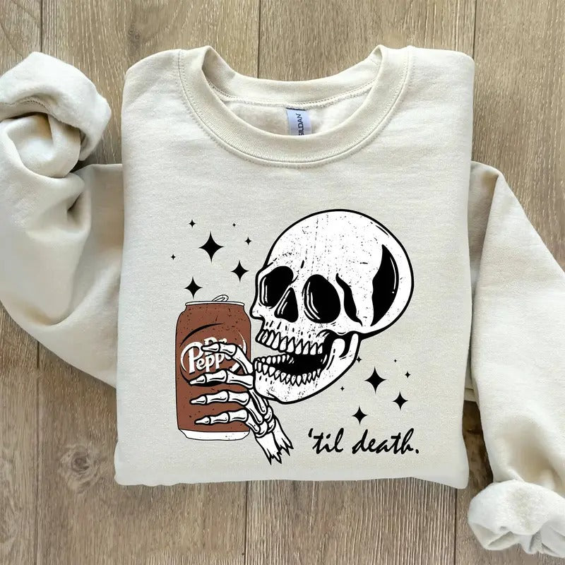 Till Death Dr. Pepper Sweatshirt, Skeleton Sweatshirt, Soda Canned Sweatshirt
