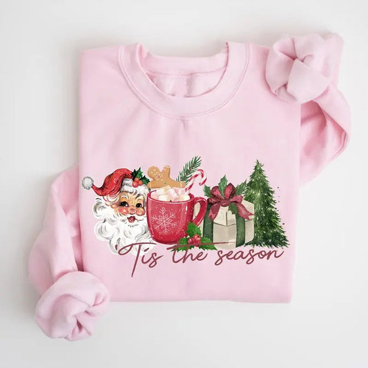 Tis the Season Christmas Sweatshirt, Retro Christmas Sweatshirt, Santa Claus Christmas Tree Sweater, Christmas Holiday Sweater, Xmas Christmas Gift Shirt