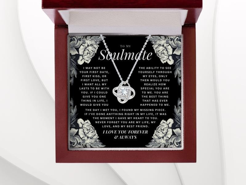 To My Soulmate Necklace, Love Necklace Gifts For Her, Wife, Girlfriend Gift Ideas, Soulmate Necklace Gift For Her, Love Necklace With Message Card, Gift For Women, Necklace With Gift Box, Valentine Gifts, Necklace Box, Gifts For Valentines Day Vday