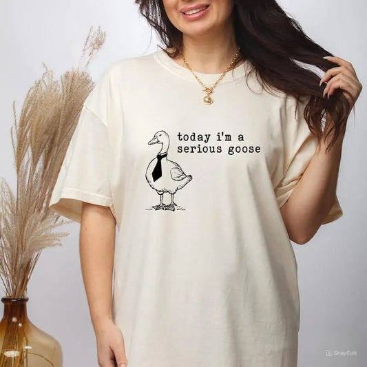 Today I'm a Serious Goose Shirt, Funny Silly Shirt, Funny Goose Shirt, Goose Lover Shirt, Meme Tshirt, Gag Tee, Graphic Printed Unisex Classic Comfort Cotton T-Shirt in all sizes and colors for Men and Women