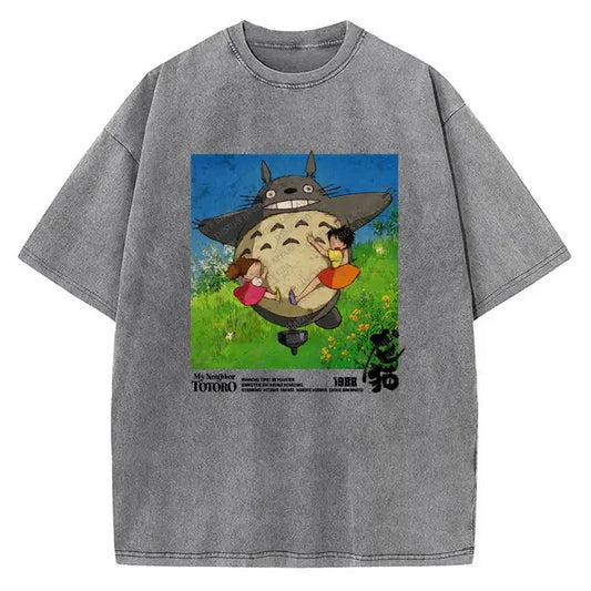 Totoro Vintage Poster Style My Neighbor Totoro Graphic Unisex T-Shirt Graphic Tee Crewneck Cotton Menswear Top