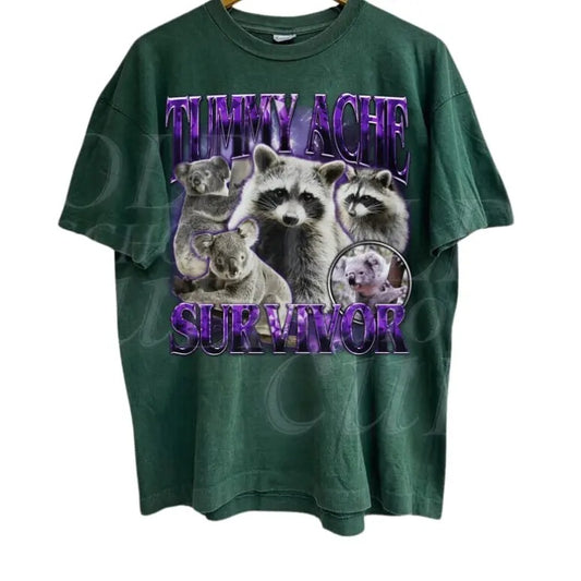 Tummy Ache Survivor Retro 90s Shirt, Vintage Raccoon Koala T Shirt, Funny Aesthetic Shirt, Tummy Ache Tee, Birthday Party Shirt, Meme Shirt Menswear