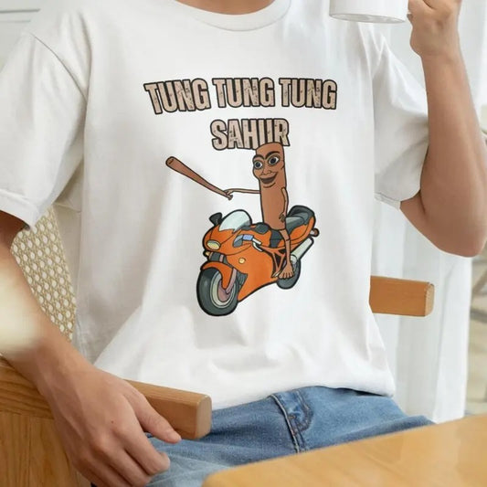 Tung Tung Tung Sahur Superbike Unisex T-Shirt, Italian Brainrot Shirt, Weird Meme Shirt, Dank Memes Tshirt