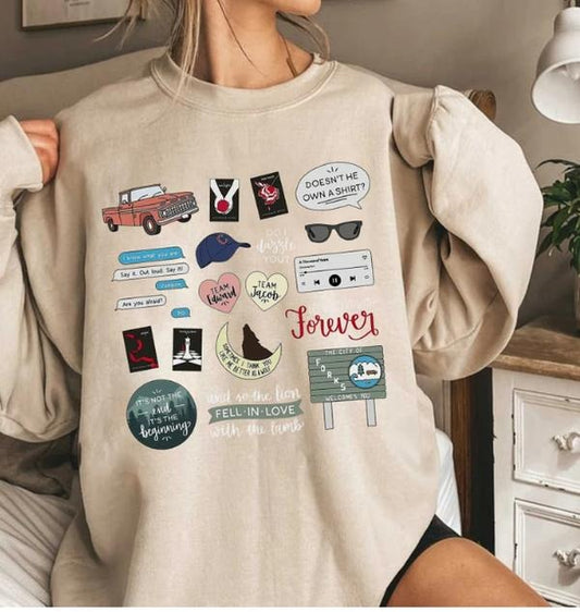 Twilight Symbols Sweatshirt,  Team Jacob Sweatshirt, Werewolf Shirt, Bella Swan Shirt, Midnight Sun, Edward Cullen Shirt
