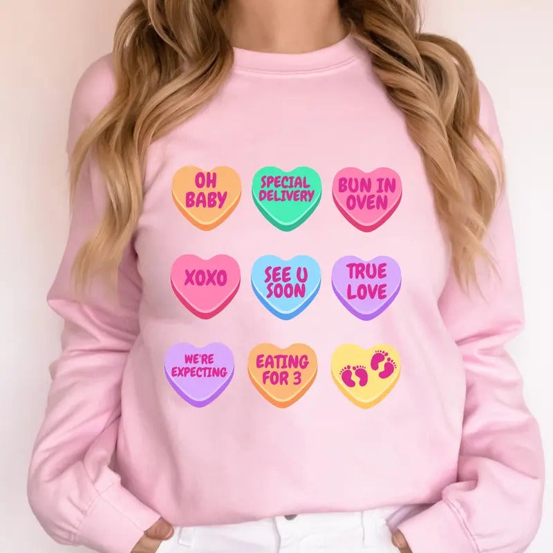 Twins Pregnancy Announcement Sweatshirt Valentine's Day Baby Reveal Gift for New Moms Maternity Twin Shirt