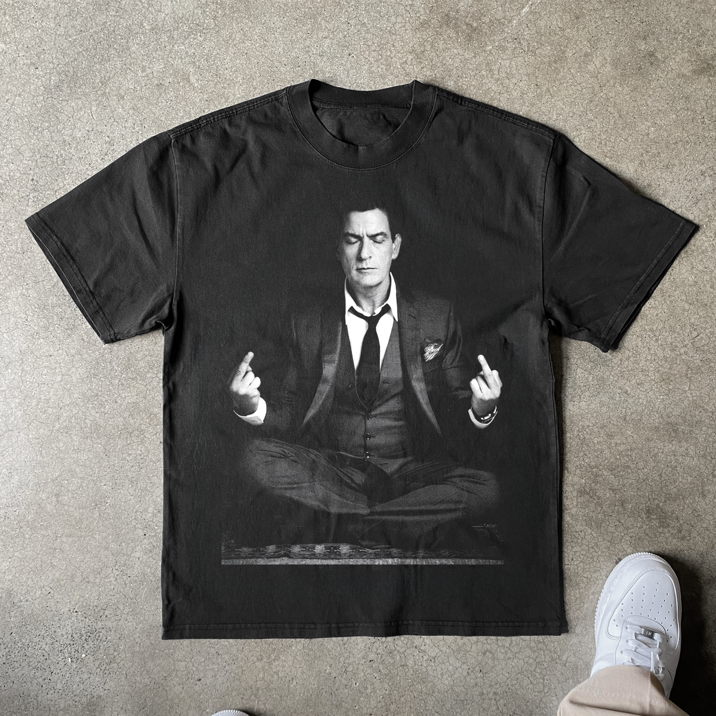 'UNCLE CHARLIE' HEAVYWEIGHT BLACK T-SHIRT