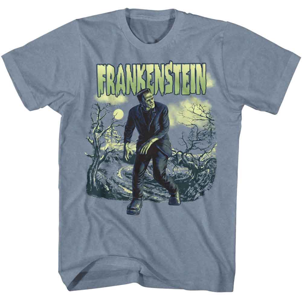 Universal Monsters - Trotting Along - American Classics - Indigo Heather Adult Short Sleeve T-Shirt