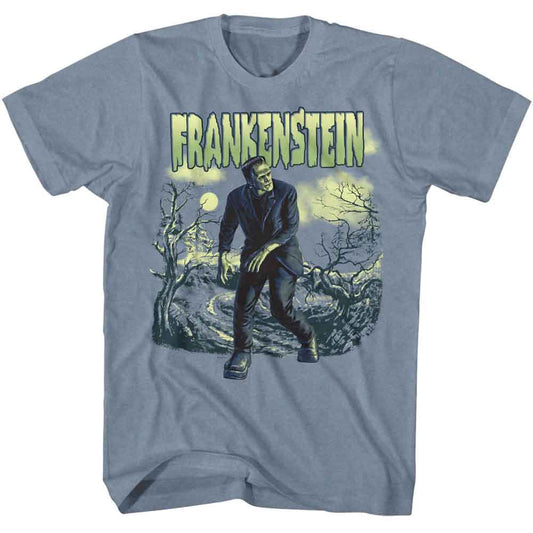 Universal Monsters - Trotting Along - American Classics - Indigo Heather Adult Short Sleeve T-Shirt