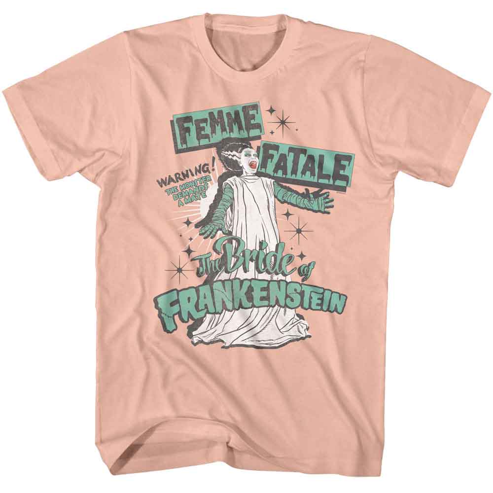 Universal Monsters - Femme Fatale - American Classics - Peach Adult Short Sleeve T-Shirt