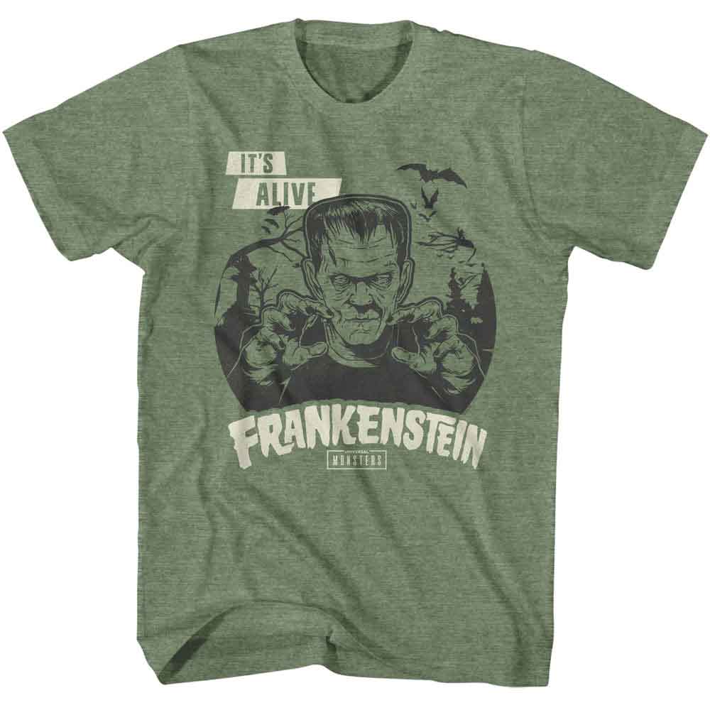 Universal Monsters - It's Alive - American Classics - Green Front Print Heather Adult Short Sleeve T-Shirt