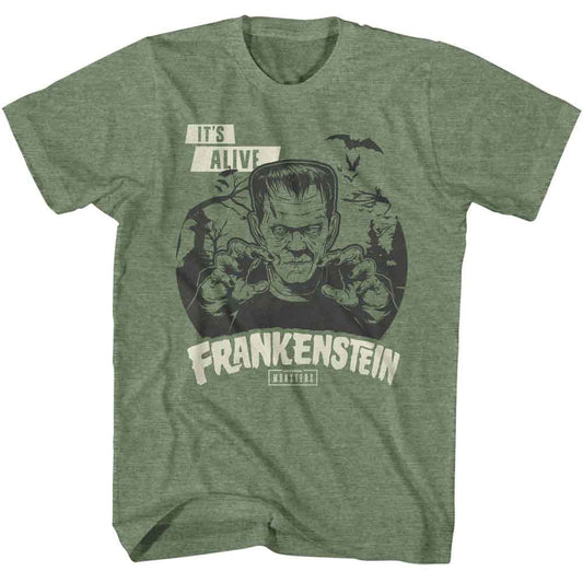 Universal Monsters - It's Alive - American Classics - Green Front Print Heather Adult Short Sleeve T-Shirt
