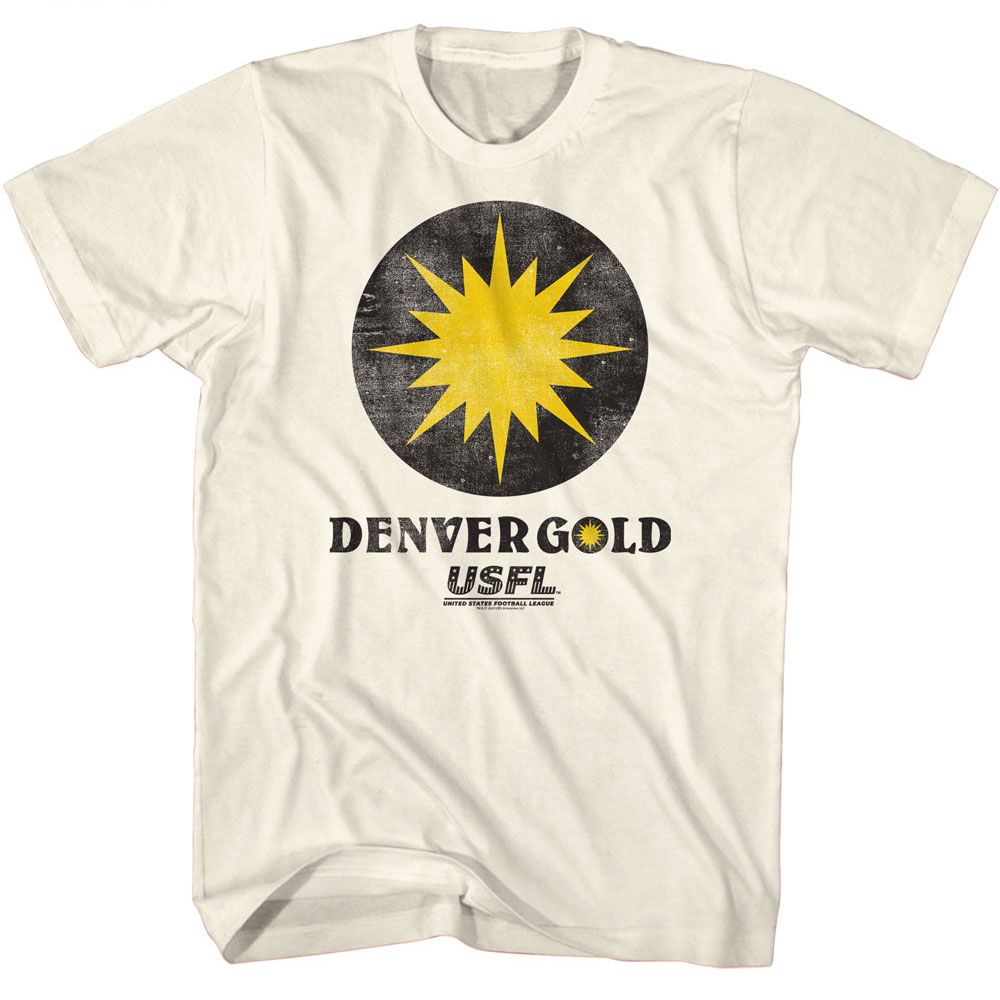 USFL - Denver Gold - American Classics - Solid Off-White Adult Short Sleeve T-Shirt