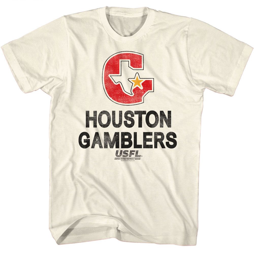 USFL - Houston - American Classics - Solid Off-White Adult Short Sleeve T-Shirt
