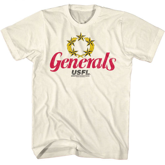 USFL - Generals - American Classics - Solid Off-White Adult Short Sleeve T-Shirt
