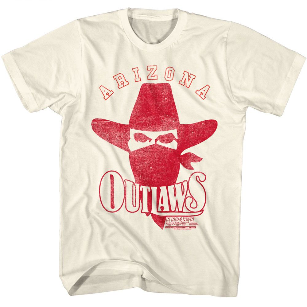 USFL - Outlaws - American Classics - Solid Off-White Adult Short Sleeve T-Shirt Style001