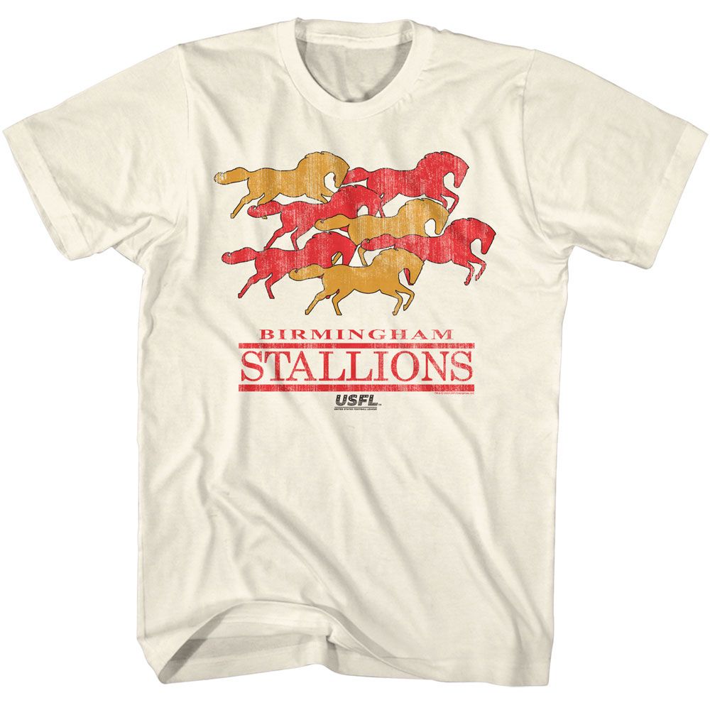 USFL - Wild Stallions - American Classics - Solid Off-White Adult Short Sleeve T-Shirt