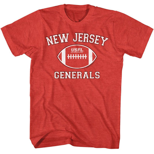 USFL - Generals - American Classics - Heather Red Adult Short Sleeve T-Shirt Style001