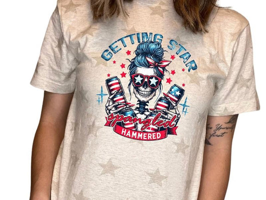 Unisex Getting Star Spangled Hammered July4th T-Shirt, Independence Day Skeleton Shirt