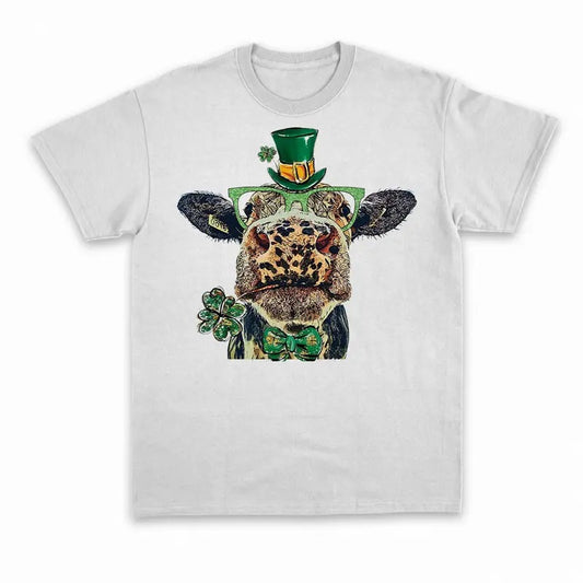 Unisex St. Patrick's day cow shirt,funny cow with glasses  T-Shirt  , Sweatshirt  and Hoodie