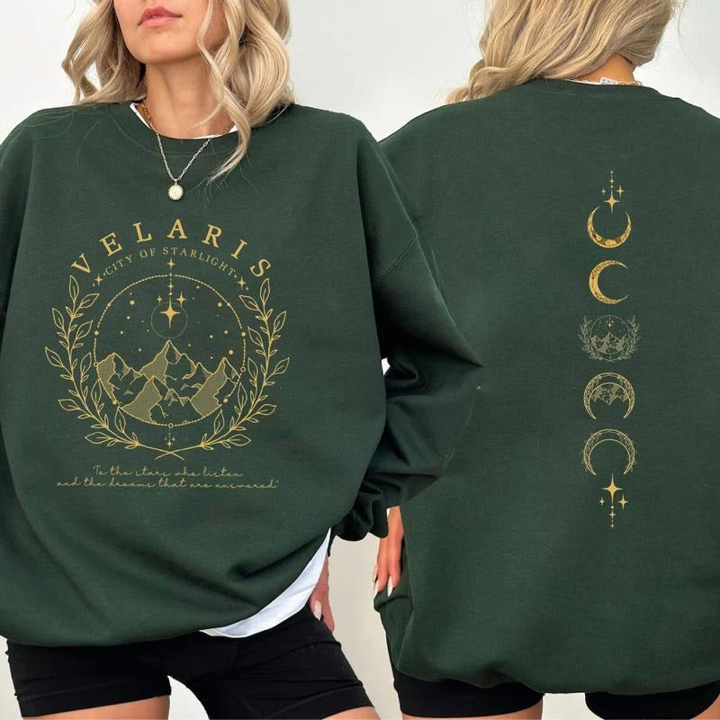 VELARIS 2-sides Sweatshirt, VELARIS Hoodie, Velaris City of Starlight Hoodie, The Night Court, Bookish Gifts