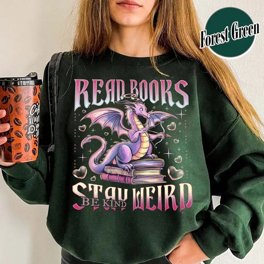 Valentine Dragon Sweatshirt, Be Kind Valentine Sweatshirt, Stay Weird Sweatshirt, Fantasy Book Reader Sweatshirt, Fourth Wing Sweatshirt, Valentine Book Lover Sweatshirt