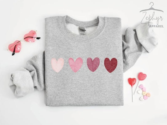 Valentine Heart Sweatshirt, Cute Valentine Sweatshirts, Valentine Sweatshirts, Vintage Valentine Sweatshirt, Valentine Pullover, Women valentine tee, Watercolor hearts