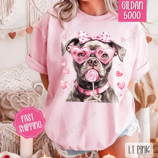 Valentine Pitbull Shirt Gildan, Valentine's Day Women's Tee, Cute Women's Tshirt Plus Sizes