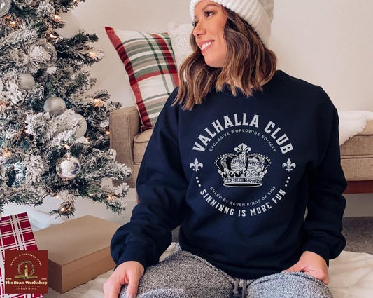 Valhalla Club Sweatshirt, Kings of Sin Hoodie, Official Ana Huang Merch, Birthday Gift for Book Lovers from Best Friends, Reader Present Unisex Soft Comfort Crewneck Pullover Long Sleeves Graphic Fabric Sweater