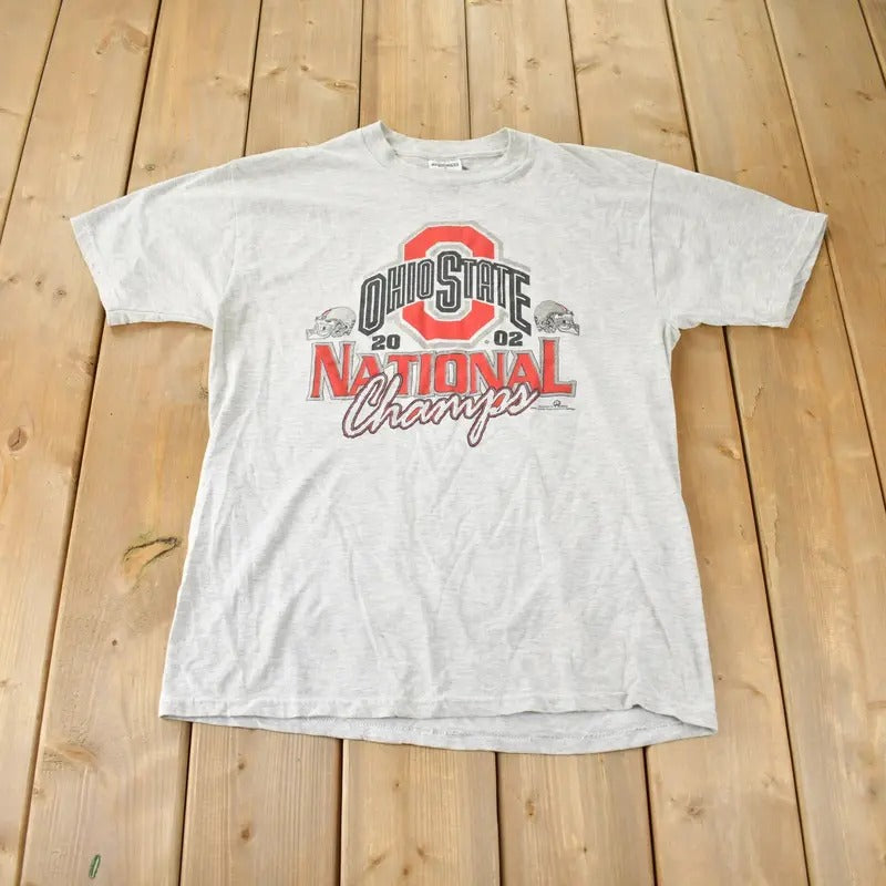 Vintage 2002 Ohio State University National Champs Collegiate Graphic T-Shirt Made In USA