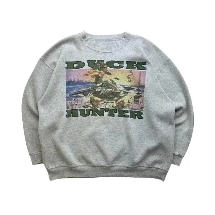 Vintage 90s Duck Hunter Environmental Artwear Graphic Sweatshirt Nature Animal Lover Crewneck Sweaters Hoodie T-shirt