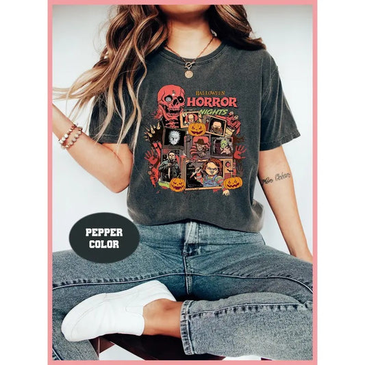 Vintage 90s Halloween Movies, Retro Horror Night Shirt, Halloween Vibes Tee, Halloween Shirt, Horror Movies Characters Shirt