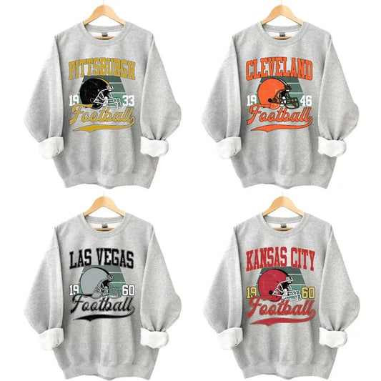 Vintage All Teams Football Sweatshirt Collection - Sport Grey Color, Vintage Graphic Tees, Football Fan Gift