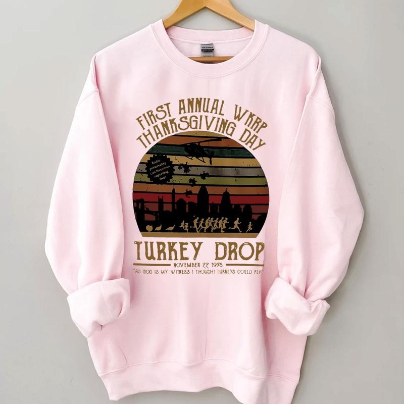 Vintage First Annual WKRP Thanksgiving Day Turkey Drop Sweatshirt Thanksgiving Day T-Shirt
