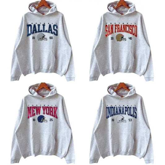 Vintage Football All Teams Ash Grey Hoodie, Hometown Football Hoodie, Vintage Graphic All Teams Hoodie, Sport Graphic Shirts, Gift For Fan