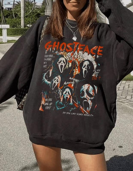 Vintage Ghostface Sweatshirt, Scream Ghost Sweater, Horror Movie Crewneck, Horror Film Club Shirt, Retro Halloween Shirt, Halloween Ghostface Sweatshirt