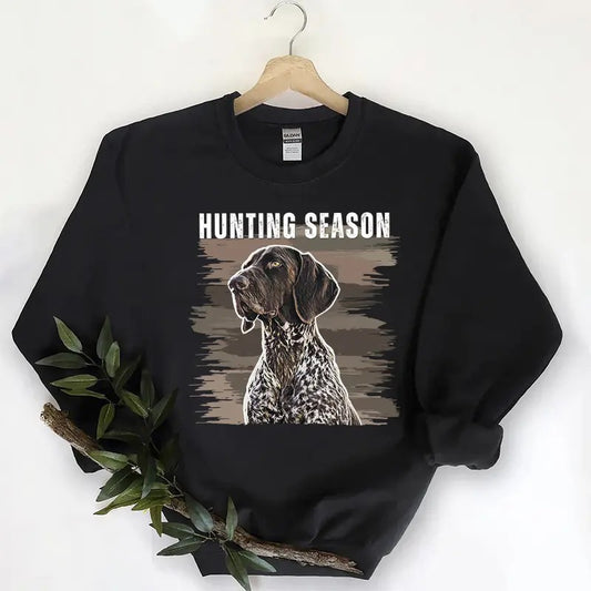 Vintage Hunting Season Dog Sweatshirt T-shirt, Hello Hunting Season, Dog, Duck, Deer, Turkey Chicken , Unisex Nature Animal Lover Cotton Menswear Day