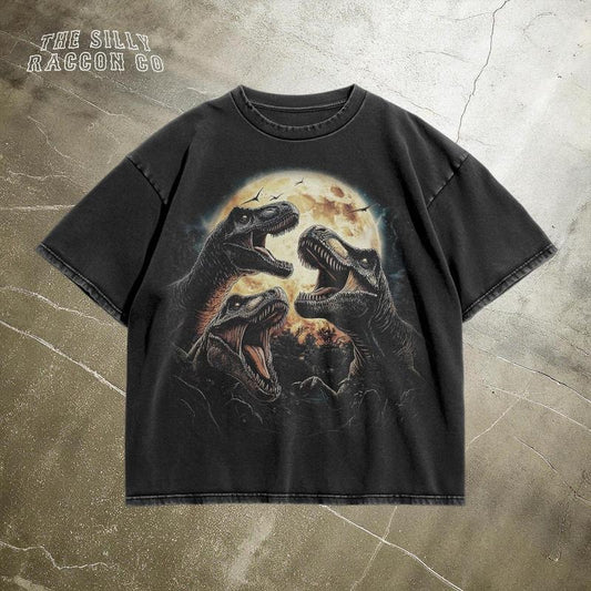 Vintage Jurassic Dinosaur TShirt, TRex Moon Graphic Tee, Retro 90s Style, Unisex Shirt, Gift for Dinosaur Lover, Prehistoric Animal Tee