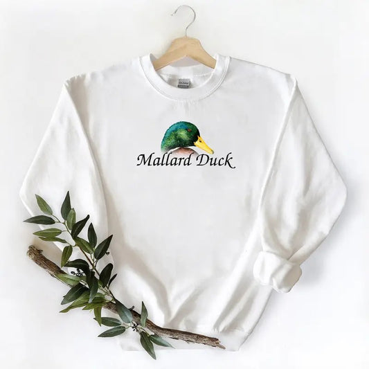 Vintage Mallard Duck Sweatshirt Pullover Hunting Season Graphic T-shirt  Mallard Duck husband wife Gift For Unisex Hoodie Cotton Fabric