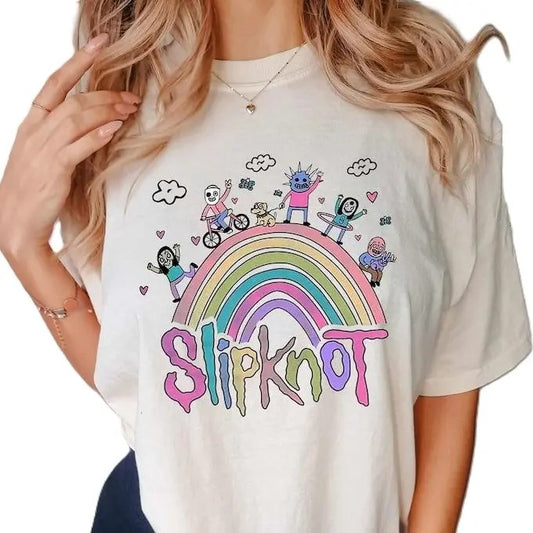 Vintage Rainbow the Slipknot Band Shirt, Slipknot 90s Records Rock T-shirt, Vintage 90s style top clothing, Unisex graphic Streetwear shirts