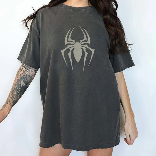 Vintage Spider Graphic Shirt, Retro Spider Shirt, Superhero T-shirt, Casual Gym Workout Training Shirt, Halloween Shirt, Spooky Tshirt, Halloween Party Tees, Scary Spider Top, Women's Tops, Oversized Womenswear, Soft Cotton Fabric Relaxed Fit Chic Style