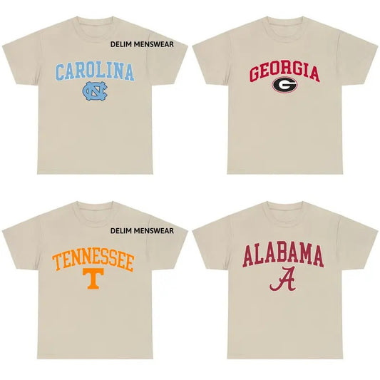 Vintage Sport Teams NCAA Collection Unisex Crewneck Sand Shirt, Graphic Team Collection Shirt, Gift For NCAA Fan, Casual Tee Classic Cotton