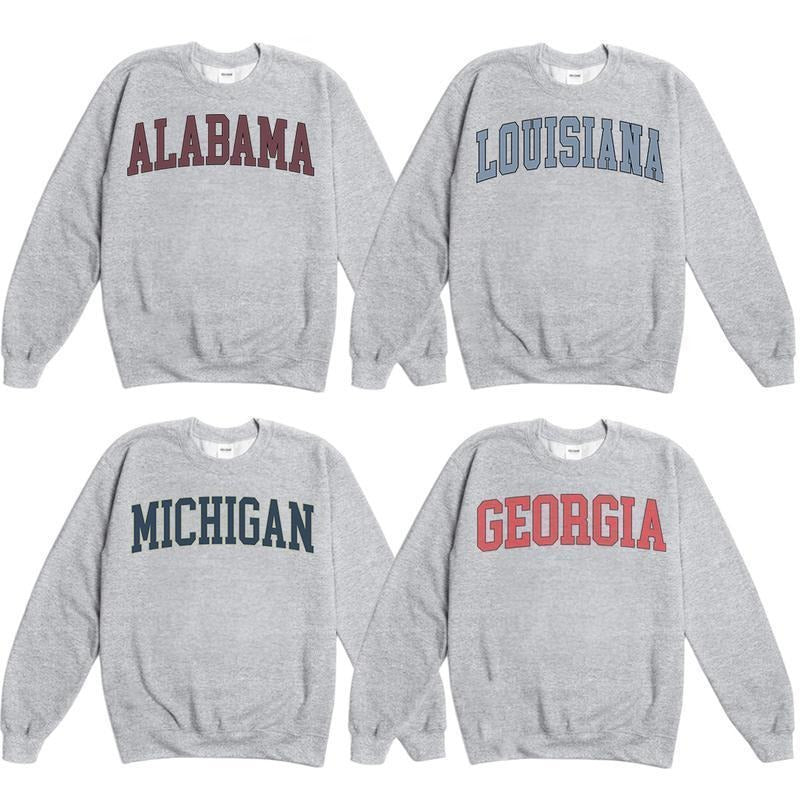 Vintage Varsity College Sweatshirt, Ash Grey Sport Sweatshirt, Gifts For Football Fan, NCAA football men's  sweatshirts vintage  clothing graphic  hoodies