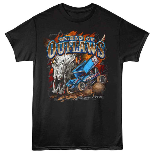 World Of Outlaws - Skull 1978 - American Classics - Black Adult Short Sleeve T-Shirt