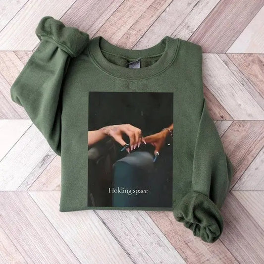 Wicked Sweatshirt, Holding Space Ariana Cynthia Finger Hold Defying Gravity Meme Wicked Movie Gift Broadway Shirt, Glinda Elphaba Sweatshirt