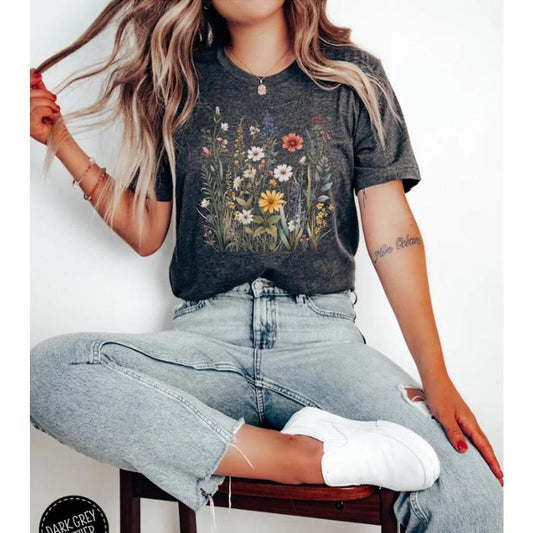 Wildflower T-Shirt, Cottagecore Meadow Aesthetic Tee, Garden Lover Shirt, Nature Inspired Gift for Her AAEIU